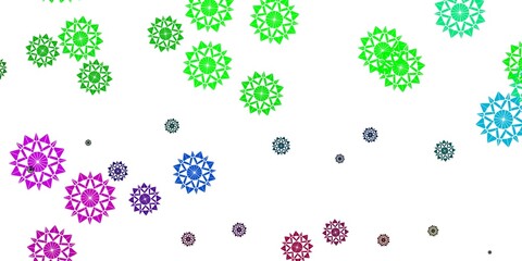 Light Multicolor vector background with christmas snowflakes.