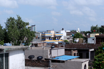 residential buildings and houses in city background in Indore , India