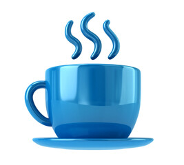 Blue steaming cup icon 3d illustration