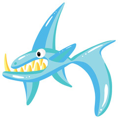 Cartoon Fish or Shark or Whale Illustration on White Background