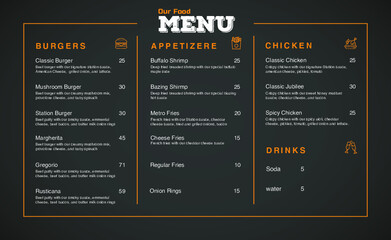 Restaurant food menu vector design template
