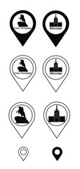 Locations icon set, Moscow - Saint Petersburg 