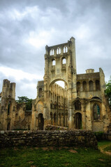 Fototapeta na wymiar The ruins of Jumieges Abbey are an impressive tourist attraction in Normandy, France