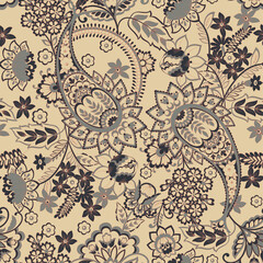 Paisley style Floral seamless pattern. Ornamental Damask background