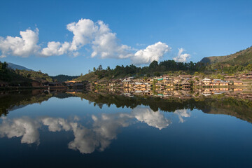 Fototapeta na wymiar Baan Rak Thai, Village on the lake in Mea Hong Son Province, Thailand