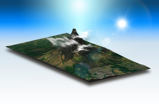 3D isometric landscape of a mountainous terrain