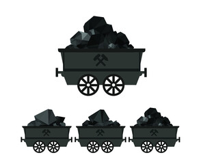 Coal mine trolley, mining cart with coal