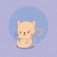 cartoon of cat with frame circular