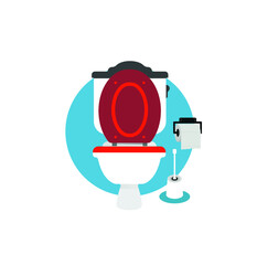 Toilet bowl with wc paper and wc brush