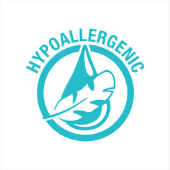 Hypoallergenic tested sign icon. Circular stamp shape with drawn feather and gel drop - package warning label or dermatology test tag - flat vector sign