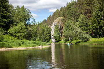 rafting on catamarans on the Ural rivers