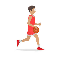 Fototapeta na wymiar Basketball player. Basketball player with a ball, vector illustration