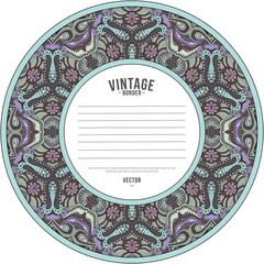 Vector ornamental vintage ethnic round frame