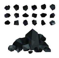 pile of charcoal , coal heaps of coals 