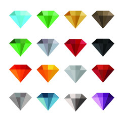 Set of color rocks, salt,gold,gravel,emerald,rubies,cristal,hot embers,bronze,silver isolated on white