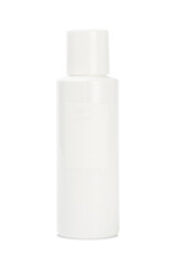 mockup cosmetici - Bottiglia di plastica bianca isolata su fondo bianco con percorso di taglio