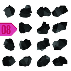 Set of vector black coals