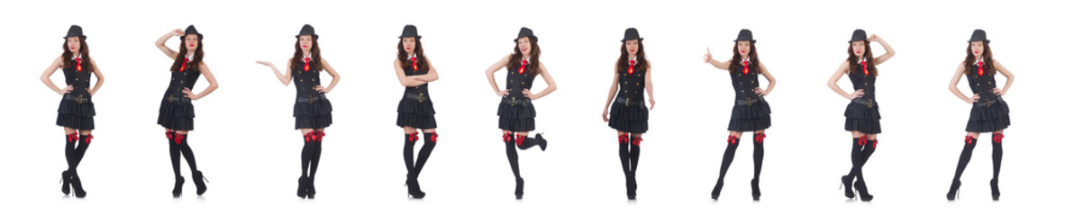 Young woman gangste isolated on white