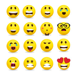 Smileys emoticons, emoji vector set - Mouths Facial Expressions, Cartoon Lips And Tongues.