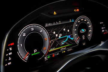 Full digital modern car dashboard. - 365805331