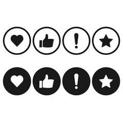 rating icons set of sign Thumb Up. Heart and star