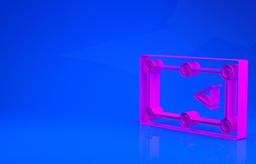 Pink Billiard table icon isolated on blue background. Pool table. Minimalism concept. 3d illustration. 3D render.