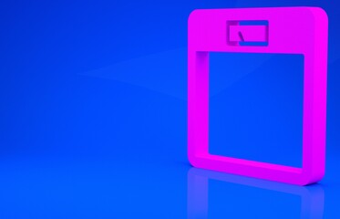 Pink Bathroom scales icon isolated on blue background. Weight measure Equipment. Weight Scale fitness sport concept. Minimalism concept. 3d illustration. 3D render.