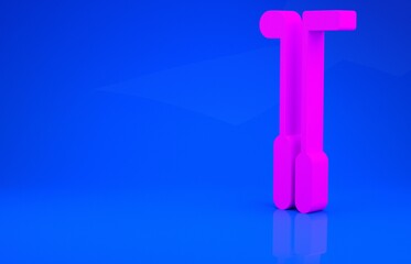 Pink Golf club icon isolated on blue background. Minimalism concept. 3d illustration. 3D render.