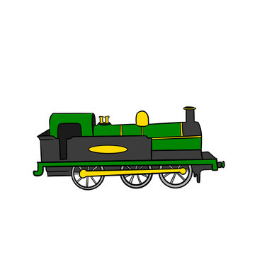 Line Art Illustration of A Railway Train
