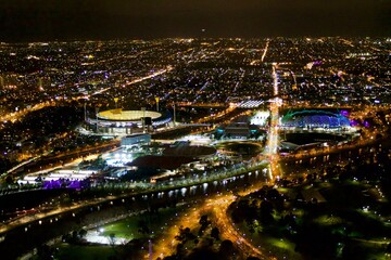 night view of the city of Melbourne, Australia 