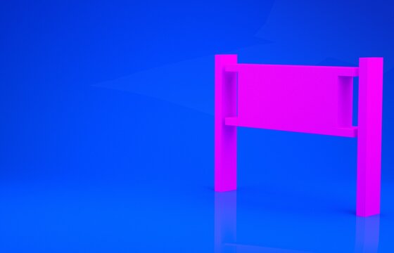 Pink Volleyball net icon isolated on blue background. Minimalism concept. 3d illustration. 3D render.