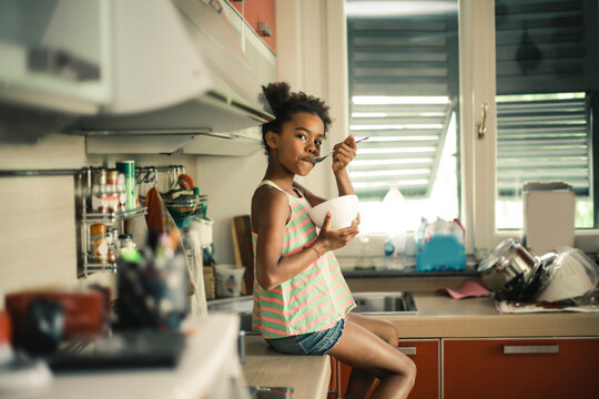 Breakfast of a little girl