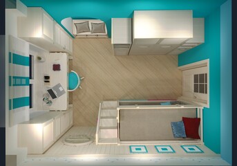 child's room, interior visualization, 3D illustrationммм