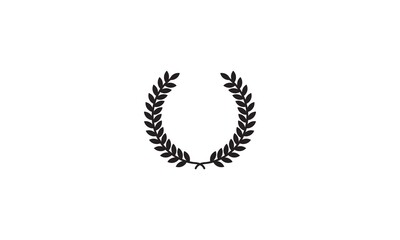 Laurel wreath icon. Emblem made of laurel branches. Laurel leaves symbol of high quality olive plants. Sign isolated on white background. Vector illustration