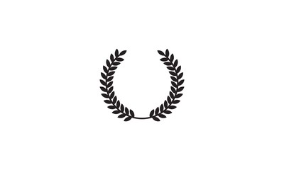 Laurel wreath icon. Emblem made of laurel branches. Laurel leaves symbol of high quality olive plants. Sign isolated on white background. Vector illustration