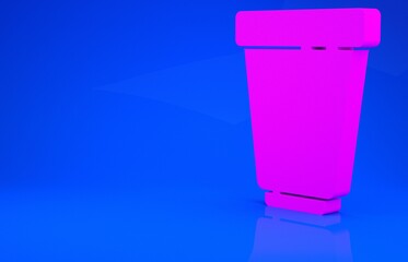 Pink Water filter cartridge icon isolated on blue background. Minimalism concept. 3d illustration. 3D render.