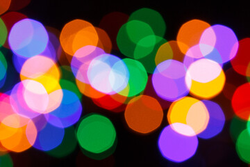 colorful rainbow christmas bokeh lights, blur background