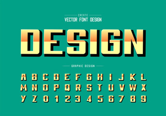 Reflective font and bold alphabet vector, Gradient style writing typeface and number design, Graphic text on background