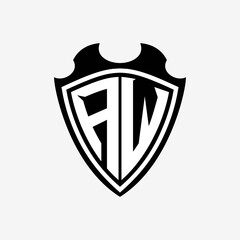 AW initials monogram logo shield designs a modern