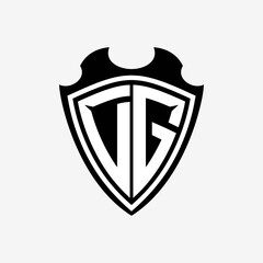 DG initials monogram logo shield designs a modern