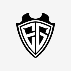 EG initials monogram logo shield designs a modern