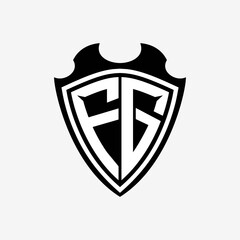 FG initials monogram logo shield designs a modern