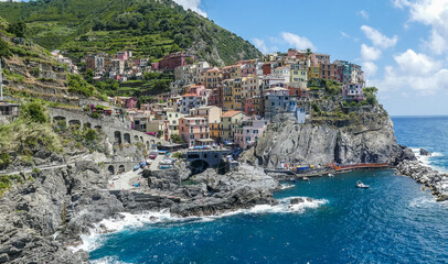 Aerial view of Vernazza, little town in Cinque Terre