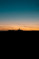 Fernmeldeturm Grünwettersbach bei Sonnenuntergang