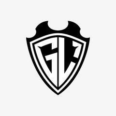 GL initials monogram logo shield designs a modern