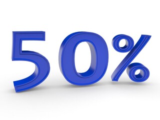 3d fifty percent on white background