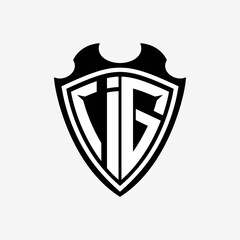 IG initials monogram logo shield designs a modern