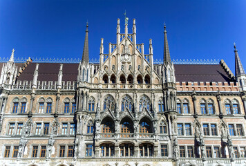 Fototapeta na wymiar New Town Hall frontal view in Munich, Germany.