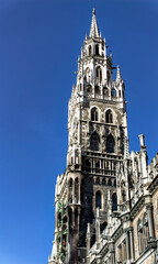 Fototapeta na wymiar New Town Hall central tower in Munich, Germany.