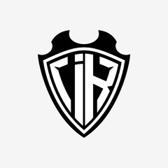 I K initials monogram logo shield designs a modern